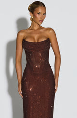 Mirabella Maxi Dress - Plum Brown