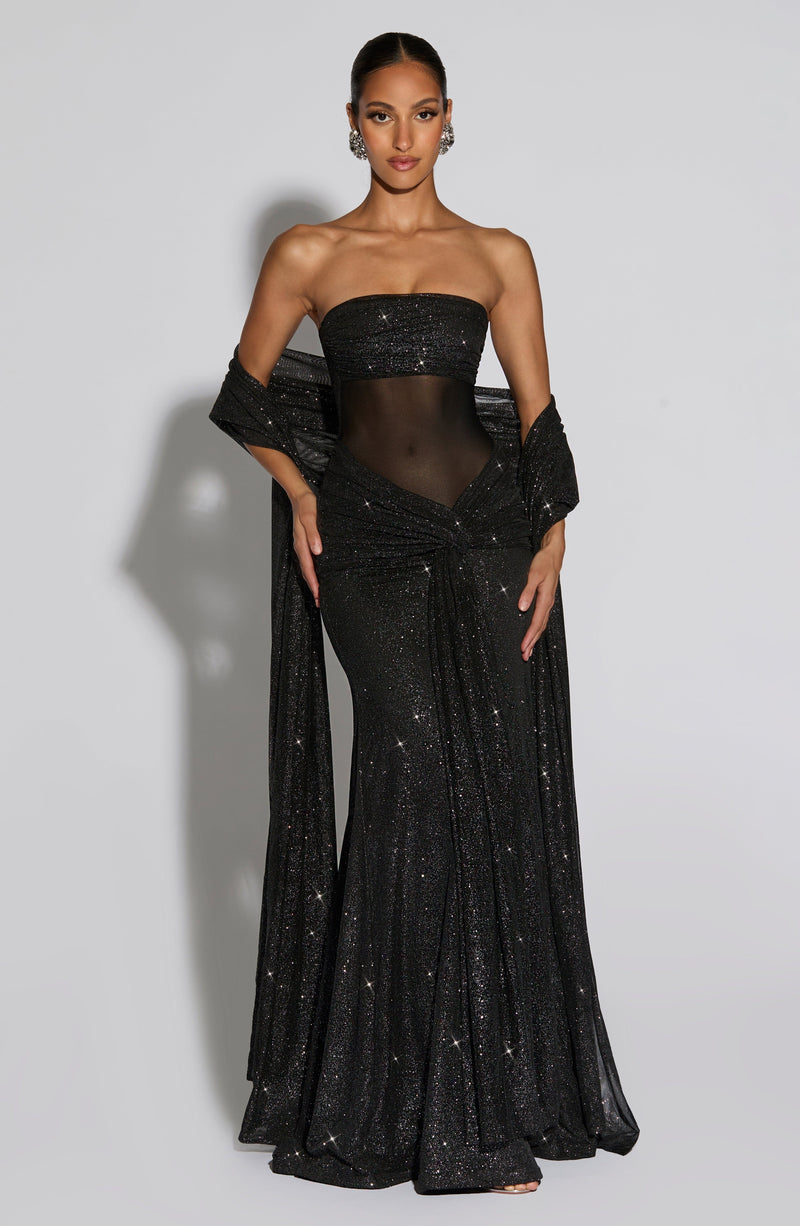 Paula Maxi Dress - Black Sparkle